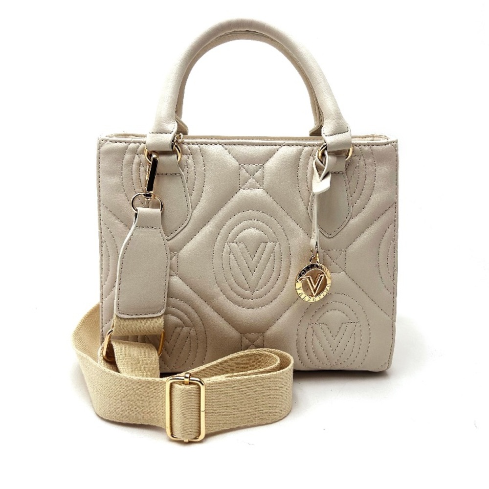Valentino Orlandi Beige Satchel with Gold Accents